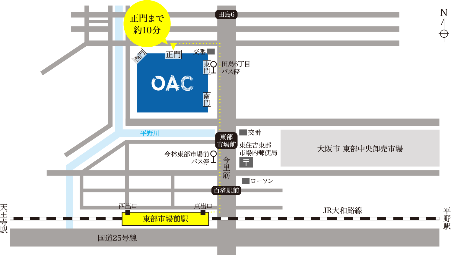 最寄駅から学校までの経路