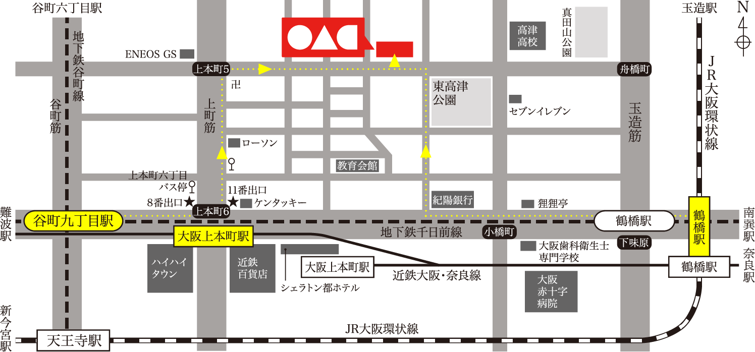 最寄駅から学校までの経路